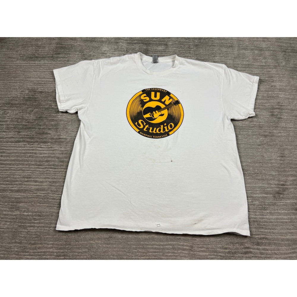 Gildan T-Shirt Mens XL White Sun Studio Memphis Graphic Tee Short Sleeve Cotton